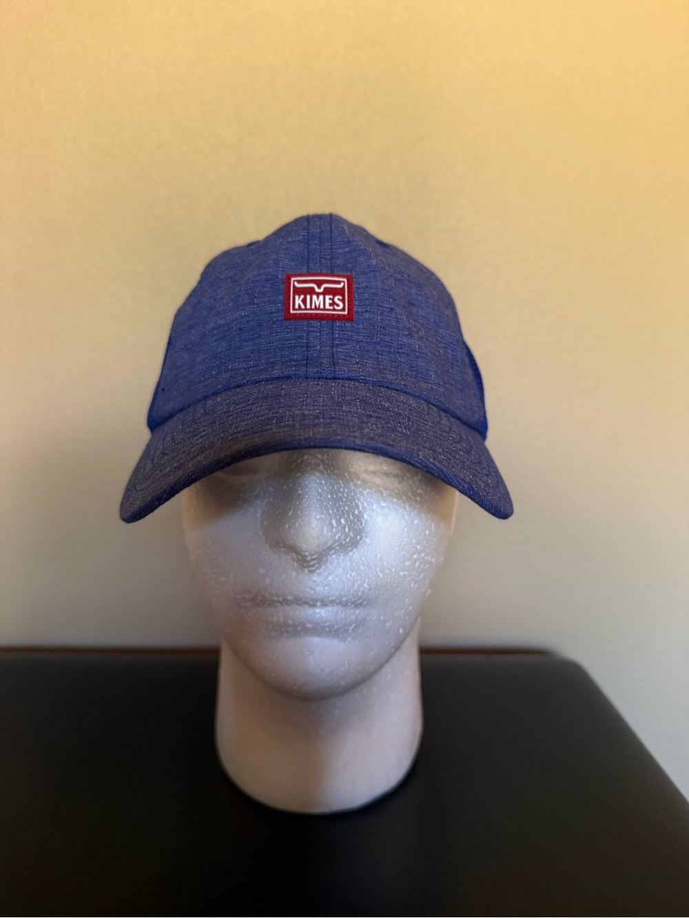 Kimes Ranch Heathered Blue Baseball Cap with Red Logo Patch